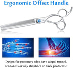 JASON 7" 50 Teeth Thinning Dog Grooming Blending Scissor, Ergonomic Pet Grooming Thinner Blender Shears Cat Trimming Texturizing Kit with Offset Handle and a Jewelled Screw, 30% Thinning Rate