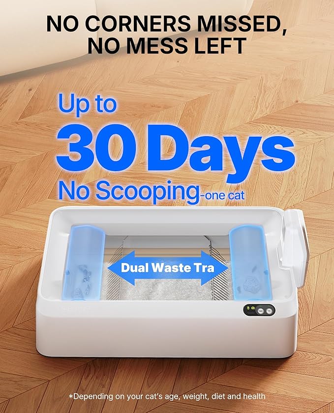 PETKIT Open-Top & AI Camera Self Cleaning Cat Litter Box, Urinary Health Monitor Automatic Cat Litter Box, Smart Robot with 2-Way Raking/5G WiFi/Safety Sensors/Odor Control for Multiple Cats (White)