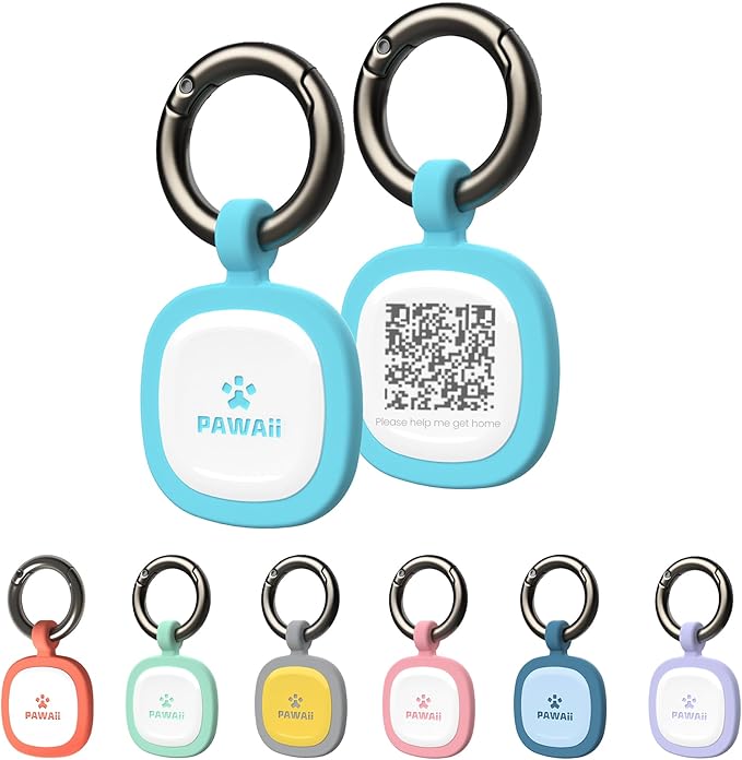 Pawaii QR Code Dog ID Tag, Silent Silicone Tag, Modifiable Pet Online Profile, Free Emergency Contact, Scan QR for Instant Pet Location Alert Email, 1Pack (Sky Blue)