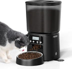 Automatic Cat Feeder,4L Timed Cat Dry Food Dispenser,Pet Feeder up to 6 Meals and 30 Portions per Day,10S Voice Record,Flexible Schedule Timer,Dual Power,Stainless Steel Bowl,for Cats and Small Dogs
