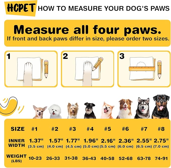 Hcpet Dog Shoes, Dog Boots & Paw Protectors for Winter Snowy Days, Rainy Weather, Outdoor Anti-Slip Sole Dog Booties for Hardwood Floor Black-Leg 3