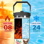 Dog Floral 30oz Tumbler with Top Handle Lid and Straw Insulated Water Bottle Travel Mug for Car Cup Office Coffe Mugs for Boy Girl Drink Hot and Cold (dogs)