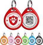 Dog Tags Personalized, QR Code Pet ID Tags for Dog Collar, Online Profile, Scan Location Alerts, Red