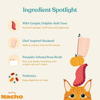 Made by Nacho Flaked Filets Recipe in Bone Broth, Grain-Free Chef's Selects Wet Food for Cats Balanced Diet in Naturally Hydrating Pumpkin-Infused Broth (3.0 oz (Pack of 12), Tuna & Mackerel)