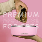 32 Oz Dog Bowl with Slow Feeder Insert Stainless Steel Pet Water Bowl for Medium & Large Breed Non Slip Rubber Base & Plastic Puzzle Feeder - Pink