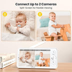 ieGeek Baby Monitor with 2 Cameras, 5" Large Screen Split-Screen Video Baby Monitor | 2K HD Non-WiFi Monitor with App & Parent Unit | Night Vision, 2-Way Audio, Cry Detection, Temperature Sensor