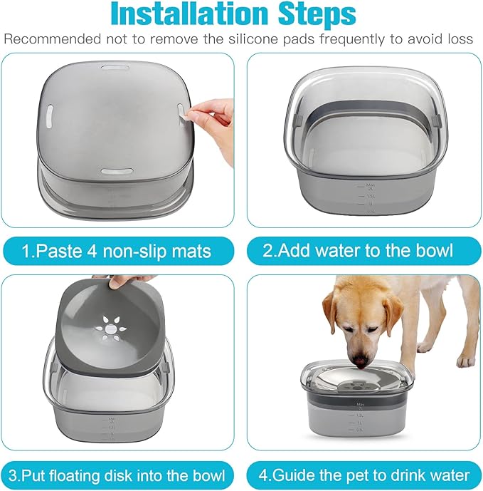 UPSKY 70oz Dog Water Bowl 2L No Spill Dog Bowl Large Capacity Spill Proof Slow Water Feeder, No Splash Dog Bowl Pet Water Dispenser Vehicle Carried Travel Slow Drinking Bowl for Messy Drinkers, Cats