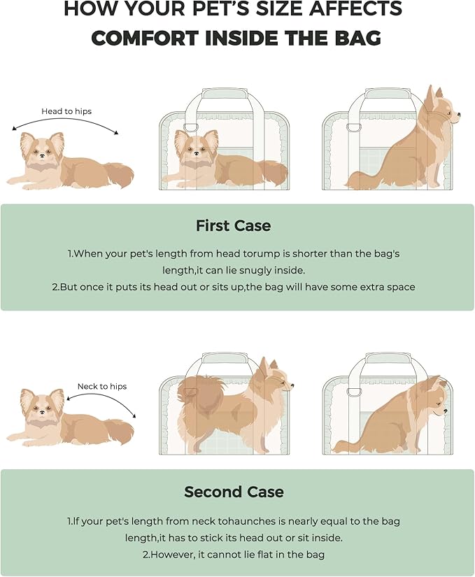 Pet Carrier for Medium Cats, Dog Carrier with Soft-Sided Cat Carriers with Breathable Mesh for Small/Medium Cats Dogs Puppies (Up to 13lbs), Foldable with Safety Buckle for Travel - Green