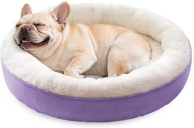 Love's cabin Round Donut Cat and Dog Cushion Bed, 30in Pet Bed for Medium or Large Dogs, Anti-Slip & Water-Resistant Bottom, Soft Durable Fabric Pet beds, Washable Calming Cat Bed Lavender