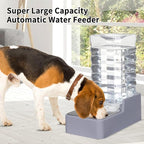 Sfozstra Automatic Lagre Water Dispenser: 9L Dogs Stainless Steel Gravity Light Gray Upgraded Feeder - Two Caps and Filters - Convenient Designed for Multiple Pets