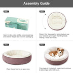 Love's cabin Donut Pet Bed, 25in, Burlwood, for Small Dogs & Cats, Soft Durable Fabric, Anti-Slip, Water-Resistant, Washable