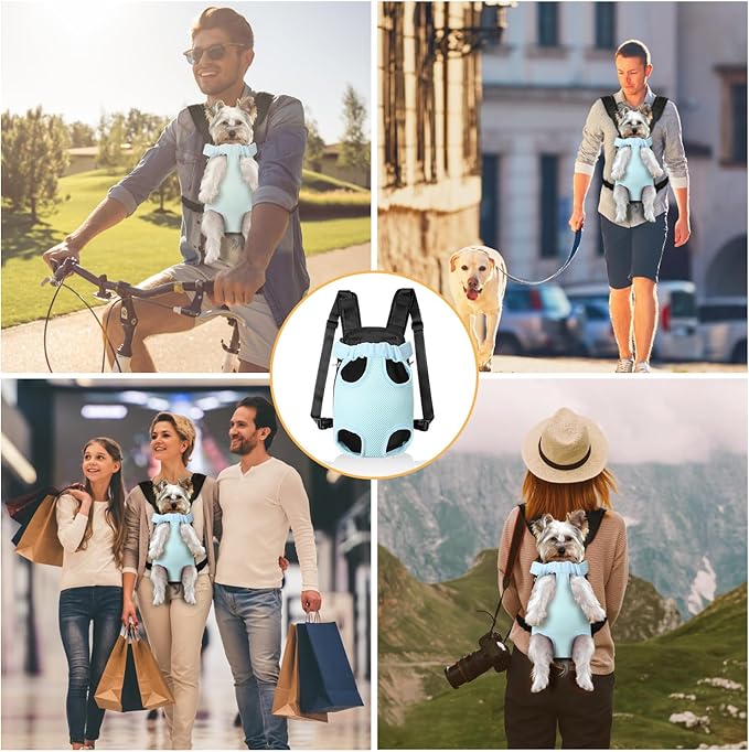YUDODO Pet Dog Carrier Backpack Adjustable Dog Front Carrier, Legs Out Easy-Fit Dog Travel Backpack Carrier for Hiking Camping for Small Medium Dogs Cats and Rabbits (Large (Pack of 1), B-Sky)
