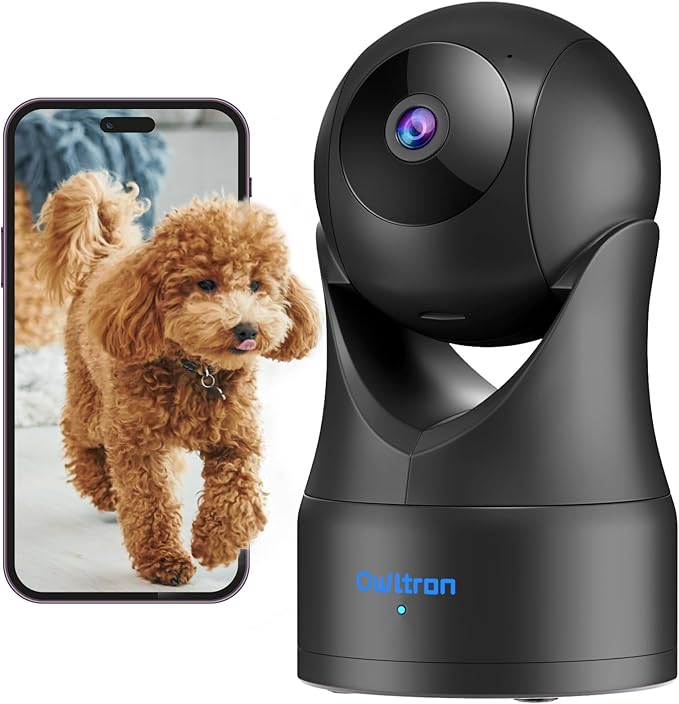 owltron Indoor Camera 2K, 360 Cameras for Home Security with Motion Detection, Baby Monitor with Phone App, 2.4G WiFi Pet Cam with Night Vision & 2-Way Audio