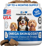 Omega 3 Fish Oil for Dogs Chews - Dog Skin & Coat Supplement for Itch Relief, Hot Spot Treatment - USA Product - Salmon Oil for Dogs Itching Skin Relief, Shedding, Hip & Joint Health - 120 Soft Treats