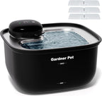 Gardner Pet Wireless Cat Water Fountain Stainless Steel Tray, 3.78L Cat Fountain Battery Operated, Cordless Pet Water Fountain for Cats & Dogs with Motion Sensor, Temperature Display - 1 Gallon