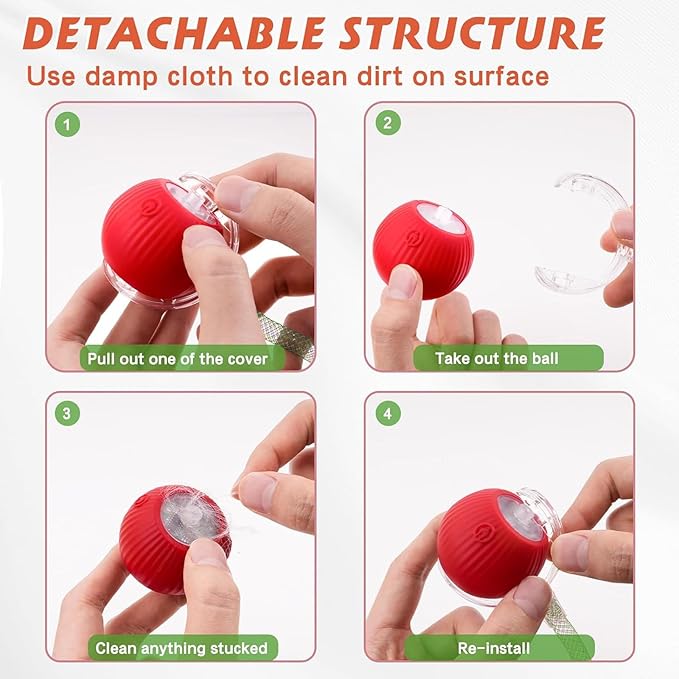 2 Packs Speed 2.0 Tail Interactive Cat Toys for Indoor Cats, Chirping & Motion Activate Cat Toy, Smart Kitten Rolling Ball Moving Ball Toys, Rechargeable Dog Cats Bal l for Enrichment Exercise