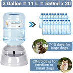 Pet Water Dispenser for Large Dogs and Multi-Pet, 3 Gallon Dog Water Bowl Dispenser, Basic Automatic Gravity Dog Cat Water Feeder, Large Capacity Pets Drinking Fountain, BPA-Free