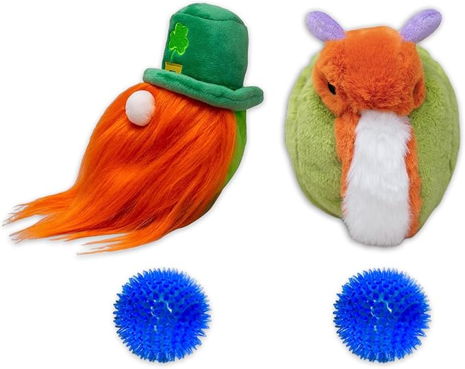 Flourish Pets 2 in 1 Multi-Layer Chew Toy for Active Dogs | Non-Toxic BPA Free Double Stitched Soft Fabric Exterior Dog Toys | Long-Lasting Dog Plush Toys – Leprechaun Snail 3.5" (2 Pack)