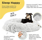 Best Friends by Sheri Bundle Set The Original Calming Shag Donut Cuddler Cat and Dog Bed + Pet Throw Blanket Frost Large 36" x 36"