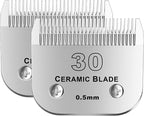 30# Detachable Pet Dog Grooming Clipper Ceramic Blade,Compatible with Andis Size 30 Cut Length 1/50"(1.5mm),Compatible with andis/wahl/Oster Dog Clippers 2PCS