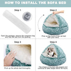 Cat Bed Round Hooded Plush Fluffy Cat Bed Cat Cave Bed for Indoor Cats & Dogs Burrow Cat Donut Small Dog Bed Calming Pet Beds Fuzzy Coverd Cat Nest Puppy Bed Tent Machine Washable