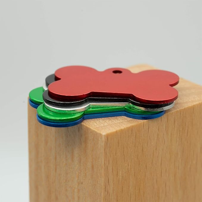 Aluminium Blank Bone Shape Dog ID Tags Pet ID Tags Number Tag with Key Ring 20pcs (Green)