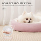 Love's cabin Round Donut Cat and Dog Cushion Bed, 20in Pet Bed for Cats or Small Dogs, Anti-Slip & Water-Resistant Bottom, Super Soft Durable Fabric Pet Beds, Washable Luxury Cat & Dog Bed Pink
