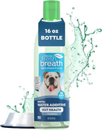 TropiClean Fresh Breath Water Additive for Dogs with Prebiotics, Gut Health for Dogs, Breath Freshener and Teeth Cleaning Solution, 16oz.