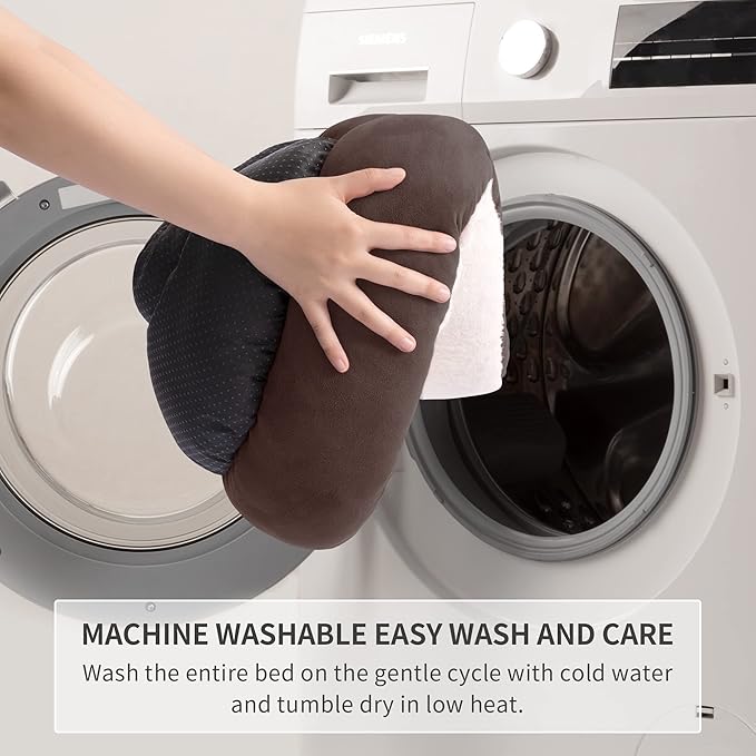 Love's cabin Round Donut Cat and Dog Cushion Bed, 20in Pet Bed for Cats or Small Dogs, Anti-Slip & Water-Resistant Bottom, Super Soft Durable Fabric Pet Beds, Washable Luxury Cat & Dog Bed Brown