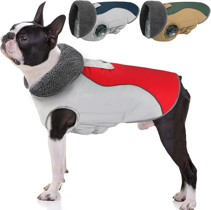 Doglay Dog Coat Waterproof Warm Dog Winter Jacket,Christmas Reflective Fleece Puppy Winter Coat with Harness Hole, Adjustable Snow Jacket for Small Medium Large Dogs
