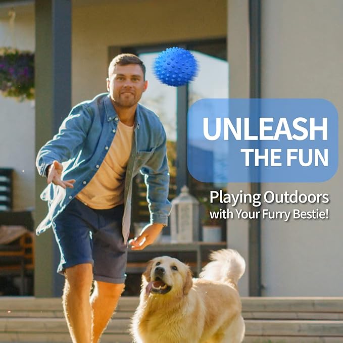 Apasiri Squeaky Ball Dog Toys for Large Dogs, Dog Toy, Indestructible Dog Balls for Aggressive Chewers, Outdoor Dog Toys, Balls for Dogs Aggressive Chewers, Bacon Flavor Floatable Ball Blue