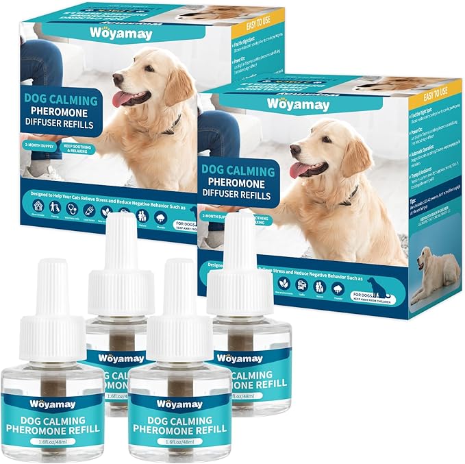 Dog Calming Diffuser Refills - 4 Pack Dog Pheromones Calming Diffuser for Dog Anxiety Relief, Dog Pheromone Diffuser, 120 Days Pheromone Diffuser to Calm Dogs, Fits All Common Diffuser Heads