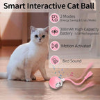 Interactive Cat Toys, Automatic Moving Cat Toys for Bored Indoor Adult Cats, Fast Rolling, Chirping & Motion-Activated Kitty Toys, Fun Gift for Cats with Speedy Tail 2.0, USB Rechargeable,Pink