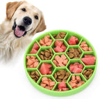 Pawow Silicone Slow Feeder Dog Bowls, Interactive Dog Bowl with Suction Cups, Honeycomb Shape & Non-Slip Design, Boredom and Anxiety Reducer Slow Feeder for Large, Medium, Small Breed Pet