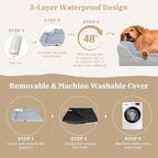 Comfort Expression Orthopedic Dog Bed for Large Dogs, Waterproof Dogs Beds with Bolsters, Large Dog Bed with Removable Washable Cover & Non-Skid Bottom(Grey)