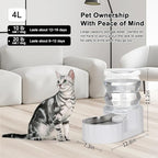 RIZZARI Pet Water Bowl Dispenser: 4L Automatic Stainless Steel Gravity Feeder - Large Capacity Ideal for Cats and Small Dogs - Indoor and Outdoor Hydration