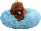 Small Dog Donut Bed for Small Dogs Machine Washable,Calming Donut Blue Dog Bed for Small Puppy with Anxiety，with Fluffy Soft and Comfy Faux Fur Cuddler Pet Bed for Small Pets