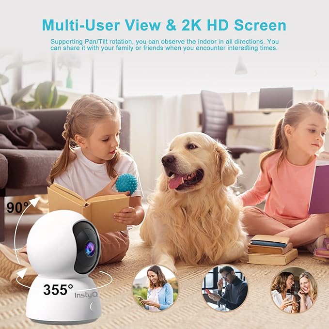 Indoor Security Camera 2K, 5G/2.4G WiFi Camera for Home Security with Auto Tracking, Pan/Tilt, Human/Pet Detection, SD&Cloud Storage, Baby Monitor Pet Camera with Phone APP, Night Vision, 2-Way Audio