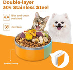 LIHONG Stainless Steel Dog Bowls for Large Dogs,Dog Food Water Bowls with Non Slip Rubber Bottom,Pet Feeding Bowl,Double Wall Insulated,Rustproof(64oz,Orange)