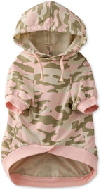 Rocky – The Orginal Lightweight Hooded TEE 100% Organic Cotton Dog Hoodie Pet Coat Sweater for Small, Medium, Large Dogs, Pink Camo, X-Small