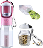 Dog Water Bottle with Food Container & Poop Bag Holder, Travel Water Bowl, Portable Pet Dispenser, Girl Dog Accessories Stuff Items Essentials Gift for Yorkie Chihuahua Walking Hiking