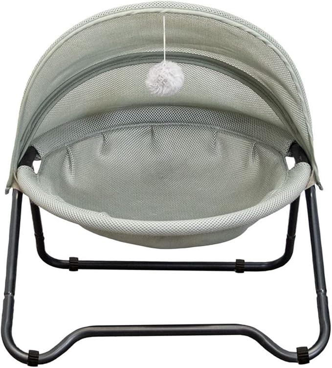 Cat Bed Cat Hammock Bed Elevated cat Bed, Comfortable and Breathable Pet Bed with Awning and Plush Toy, No-Tools Assemble, Cover Removable and Washable, Suitable for Indoor and Outdoor Use