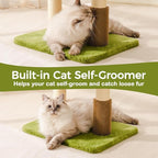 Mewoo Small Cat Tree Tower, Cat Tower with Scratching Post, Cat Trees with Removable Cat Perch for Indoor Cats Large Adult, Cute Cat Tree with Interactive Cat Toys for Kittens (Green, Large)