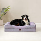 EHEYCIGA Memory Foam XXL Dog Bed for XLarge Sized, Extra Large Orthopedic Dog Sofa with Sides and Waterproof Liner, Washable Bolster Pet Couch with Removable Cover, 52x41x8 Inch, Purple