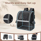 Lekereise Cat Backpack Carrier, Pet Carrier Backpack for Small Dogs Medium Cats Fit Up to 18 Lbs, Dogs Foldable Backpack Carrier for Travel, Hiking, Black