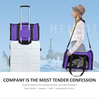 Pet Carrier for Small Medium Cats Dogs Puppies up to 15 Lbs, Airline Approved Small Dog Carrier Soft Sided, Collapsible Travel Puppy Carrier - Purple