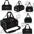 Black Pets Carriers for Cats Small Dogs Flight Travel Carrier Bag,Airline Approved,Ventilated Puppy Bag,Guaranteed On Cabin Board Flight,Top Load Expandable