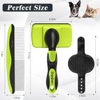 3PCS Dog Grooming Kit - Deshedding Dog Brush, Self Cleaning Slicker Brush, Bath Brush and Comb, Suitable for Hair Removal and Bathing of Dogs & Cats (Green Black)