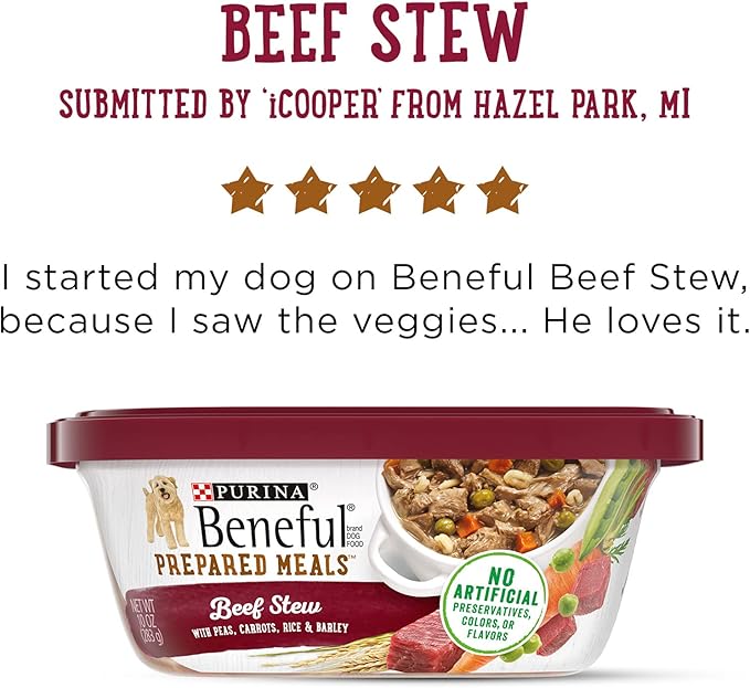 Purina Beneful Gravy Wet Dog Food, Prepared Meals Beef Stew - (8) 10 oz. Tubs