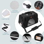 Cat Carrier Dog Carrier Pet Carriers for Medium Small Cats Dogs Puppies up to 15 Lbs,TSA Airline Approved Small Dog Cat Carriers Soft Sided,Collapsible Travel Puppy Carrier (Black, Large)